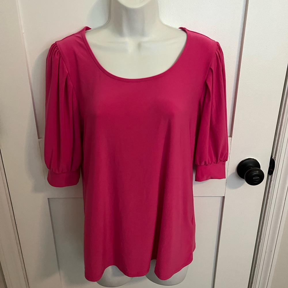 CeCe Pink Relaxed Blouse with Scoop Neck